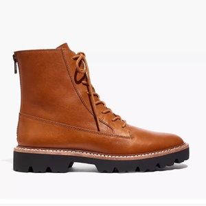 Madewell The Citywalk Lugsole Lace Up Boot in English Saddle